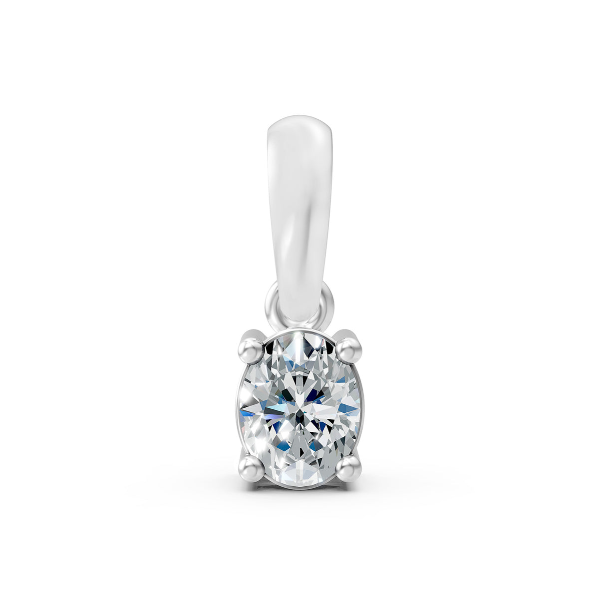 14KT Gold Oval-Cut Diamond Solitaire Pendant