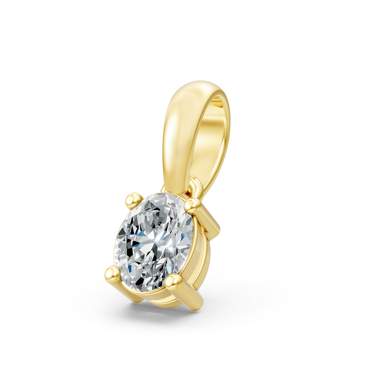 14KT Gold Oval-Cut Diamond Solitaire Pendant