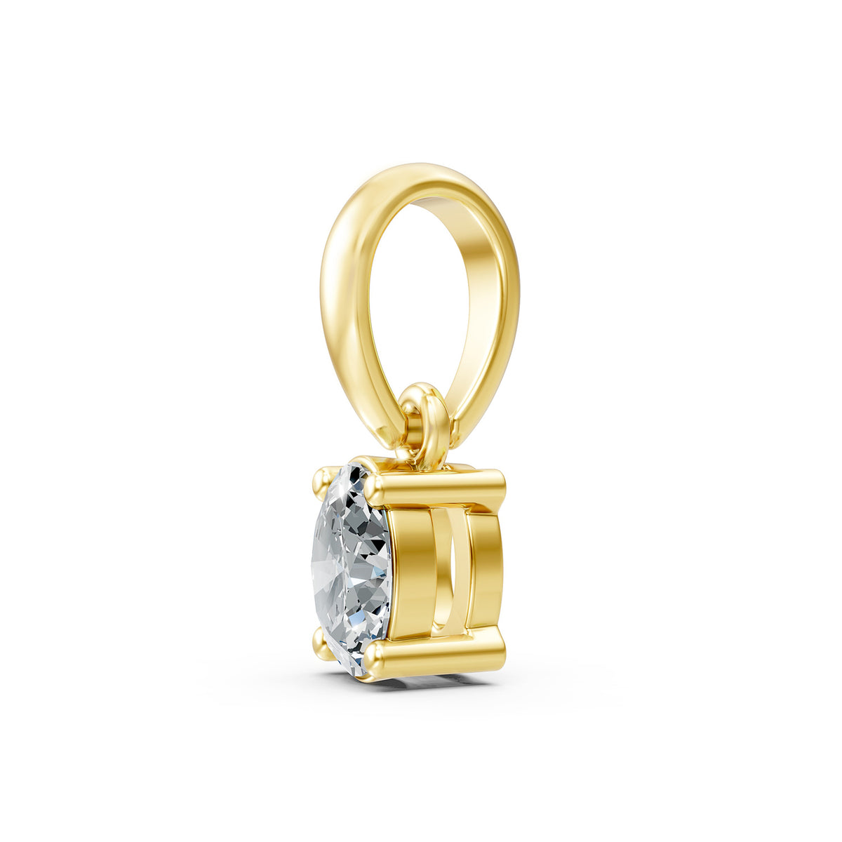 14KT Gold Oval-Cut Diamond Solitaire Pendant