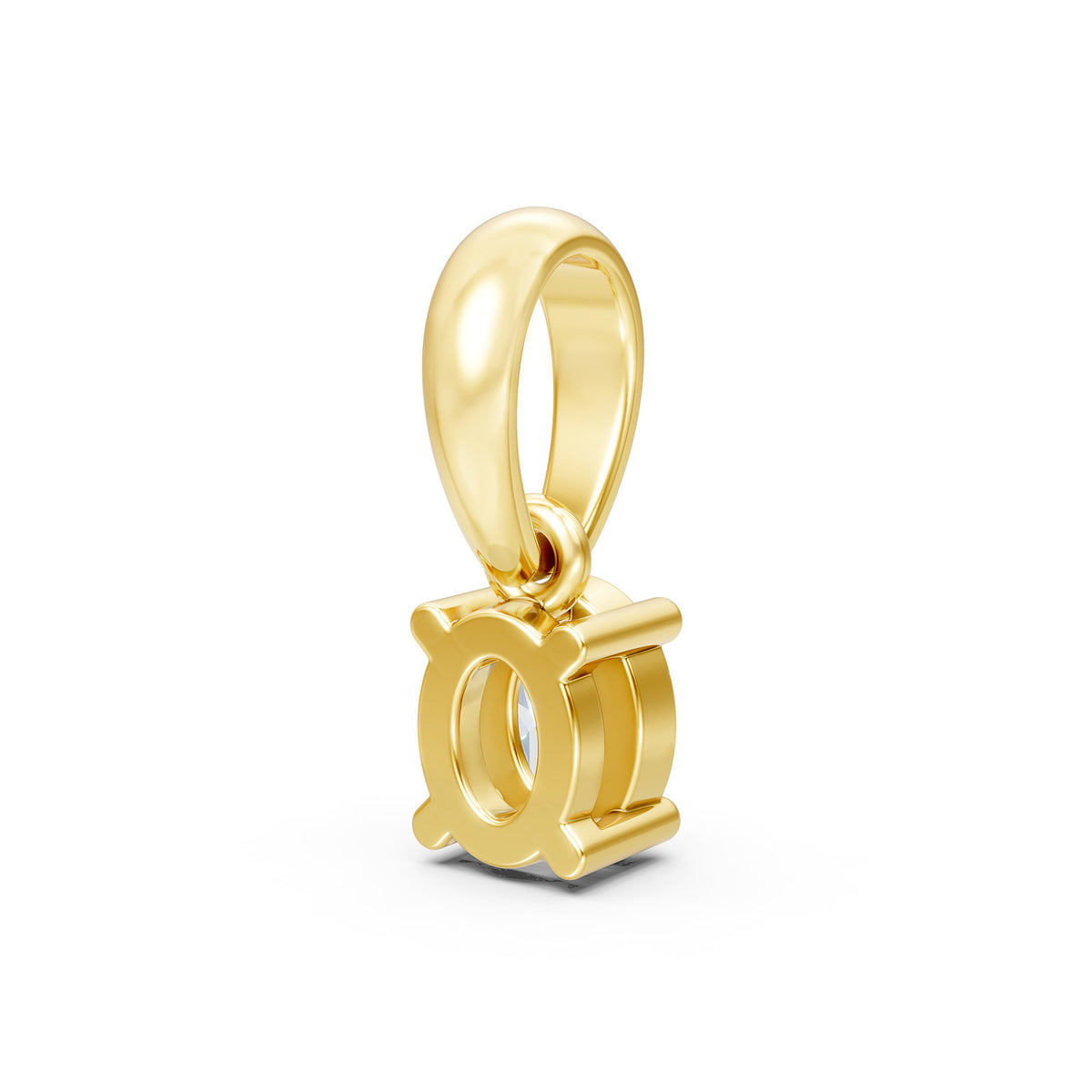 14KT Gold Oval-Cut Diamond Solitaire Pendant