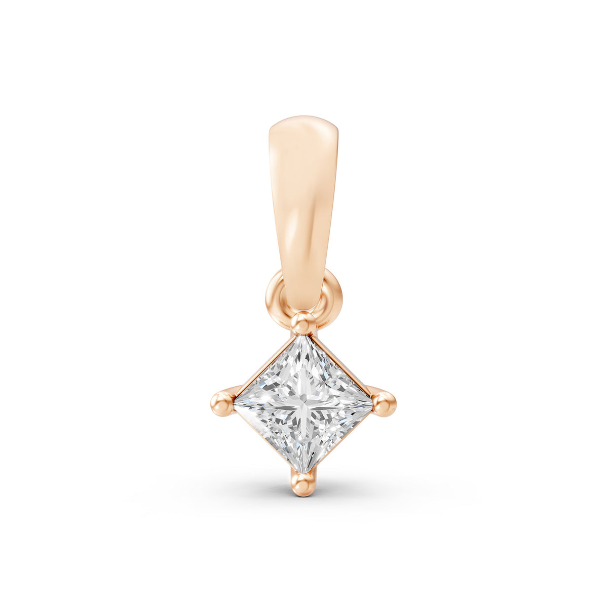 14KT Gold Princess-Cut Diamond Solitaire Pendant