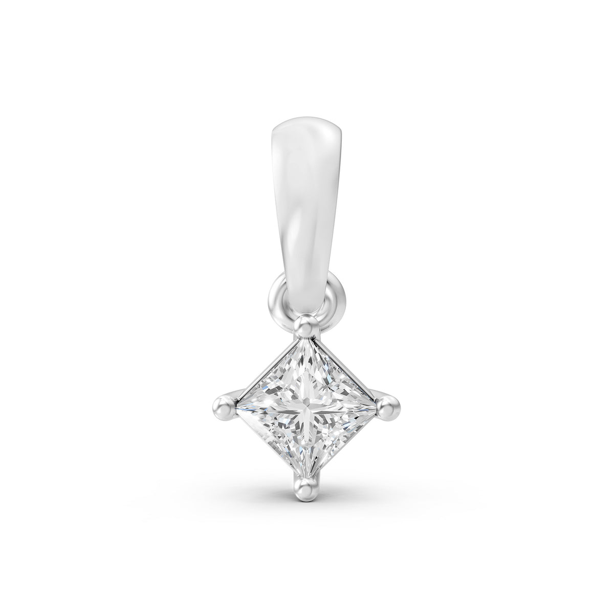 14KT Gold Princess-Cut Diamond Solitaire Pendant