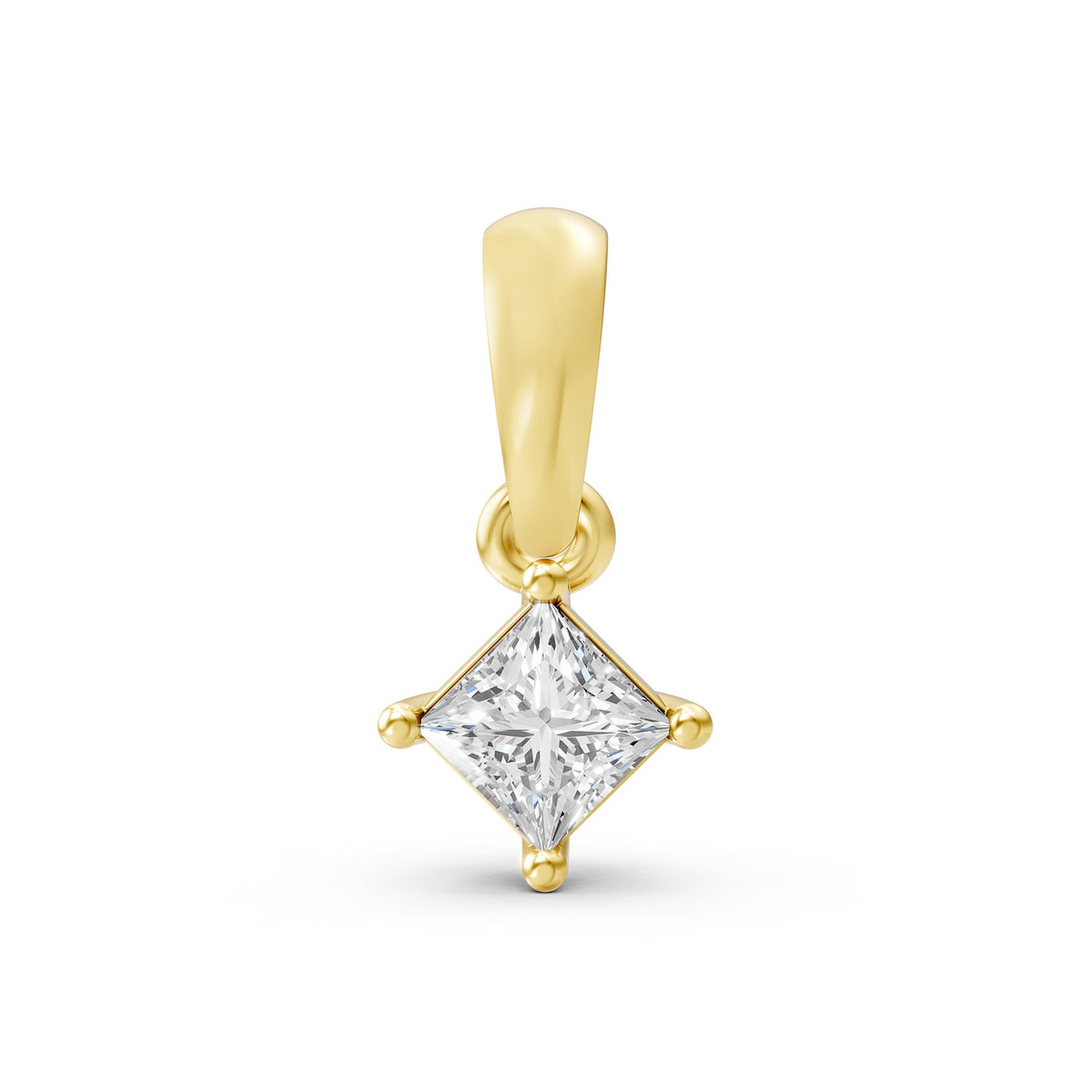 14KT Gold Princess-Cut Diamond Solitaire Pendant