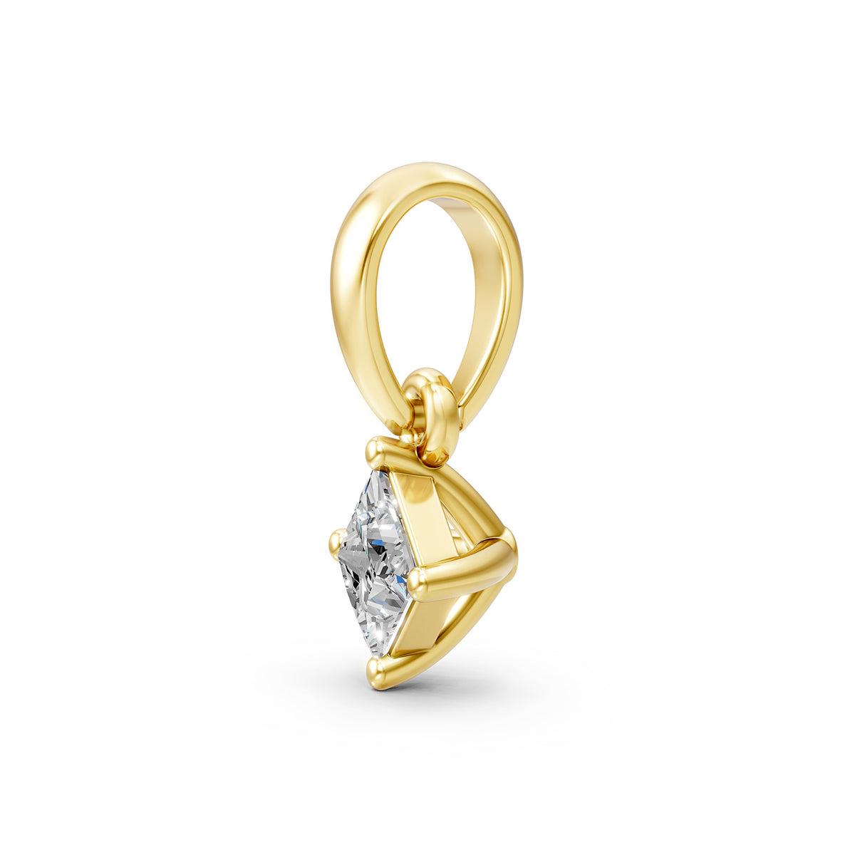 14KT Gold Princess-Cut Diamond Solitaire Pendant