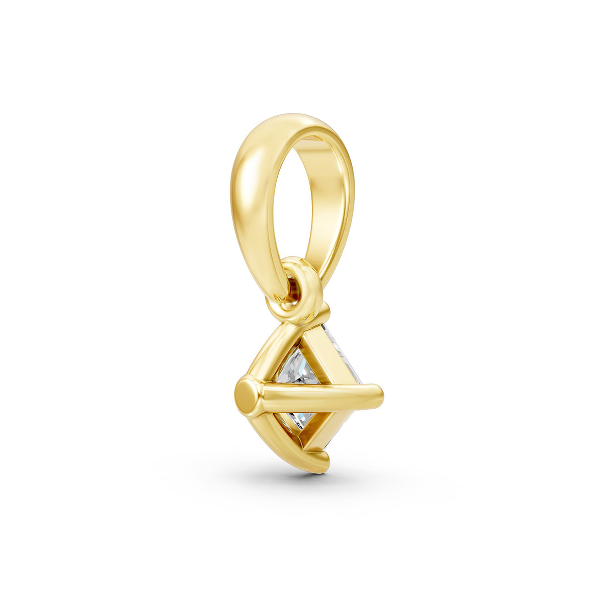 14KT Gold Princess-Cut Diamond Solitaire Pendant