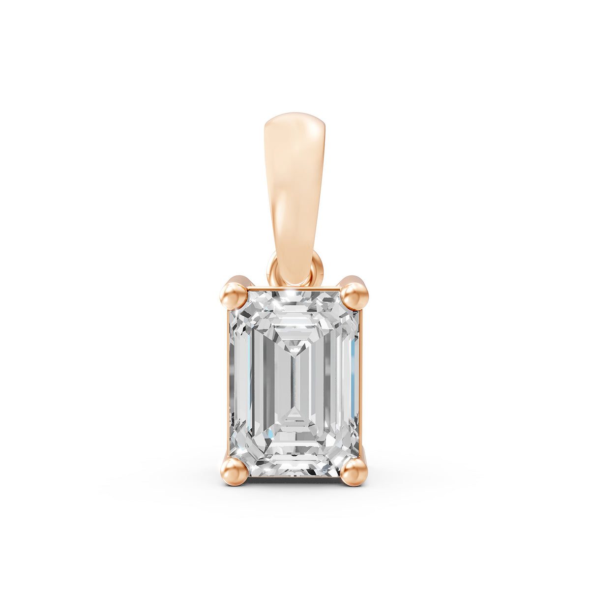 14KT Gold Emerald-Cut Diamond Solitaire Pendant