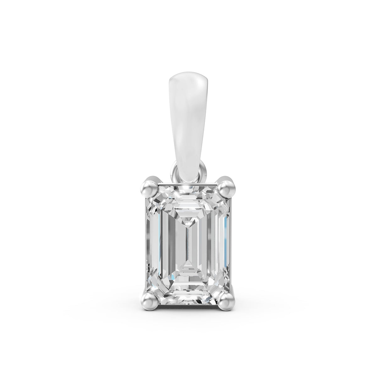 14KT Gold Emerald-Cut Diamond Solitaire Pendant