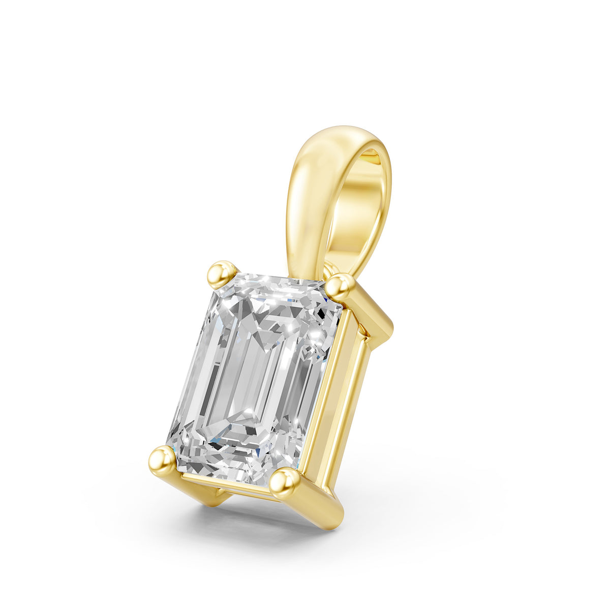 14KT Gold Emerald-Cut Diamond Solitaire Pendant