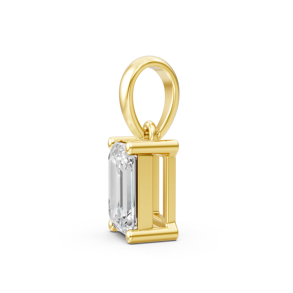 14KT Gold Emerald-Cut Diamond Solitaire Pendant
