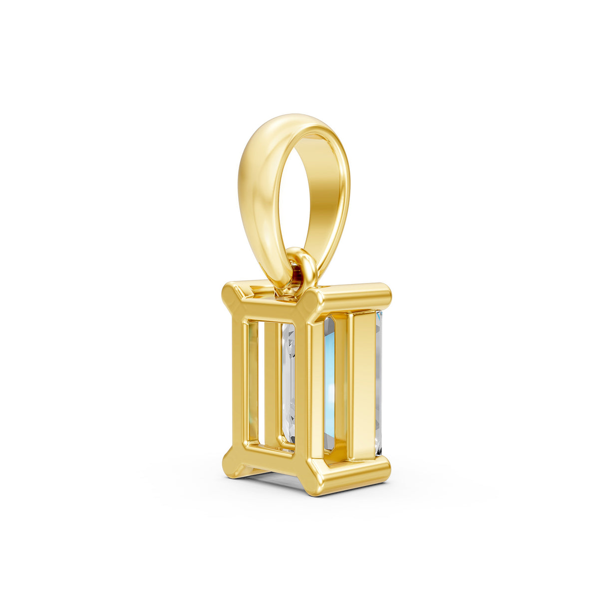 14KT Gold Emerald-Cut Diamond Solitaire Pendant