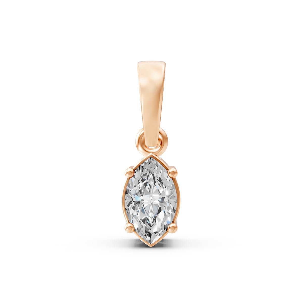 14KT Gold Marquise-Cut Diamond Solitaire Pendant