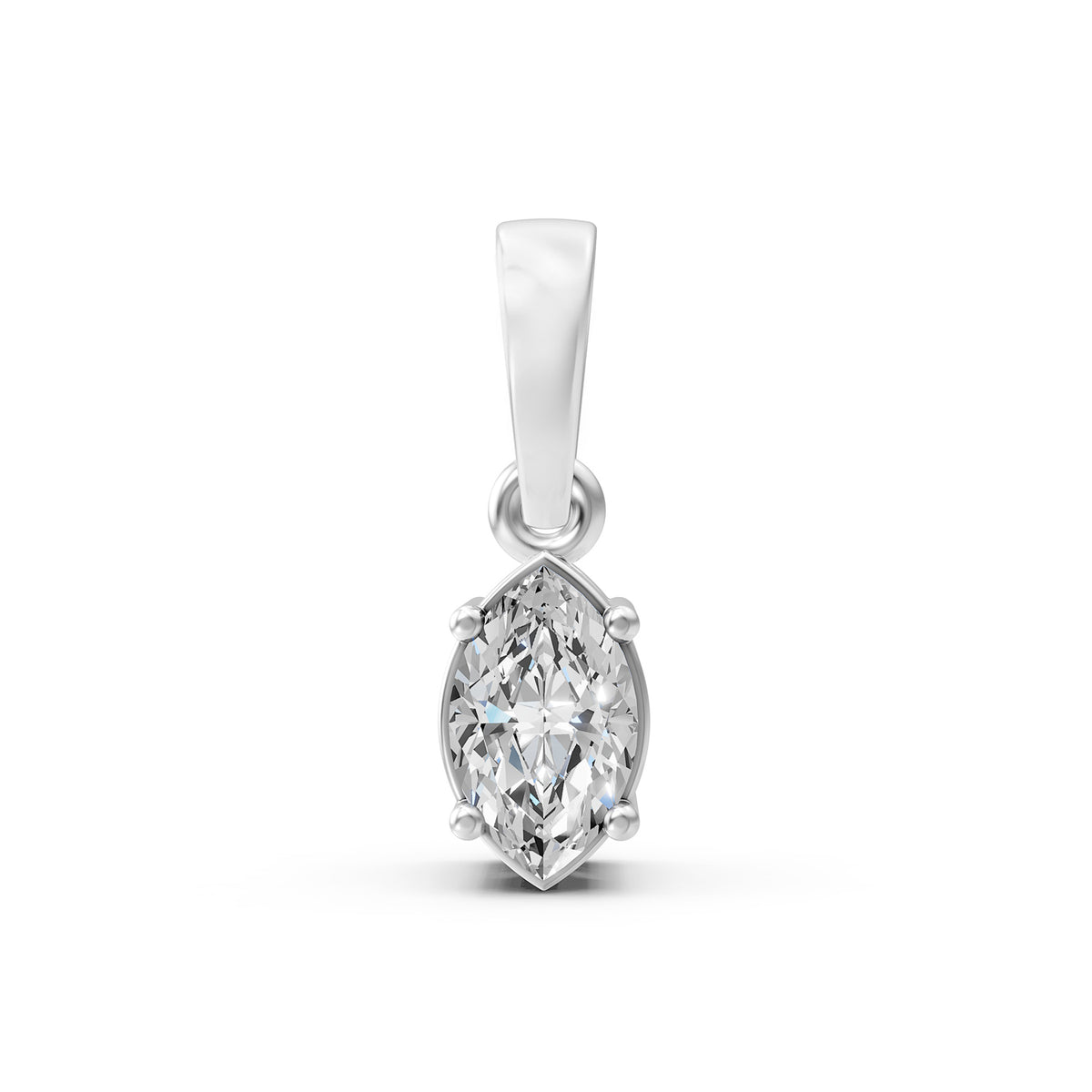 14KT Gold Marquise-Cut Diamond Solitaire Pendant