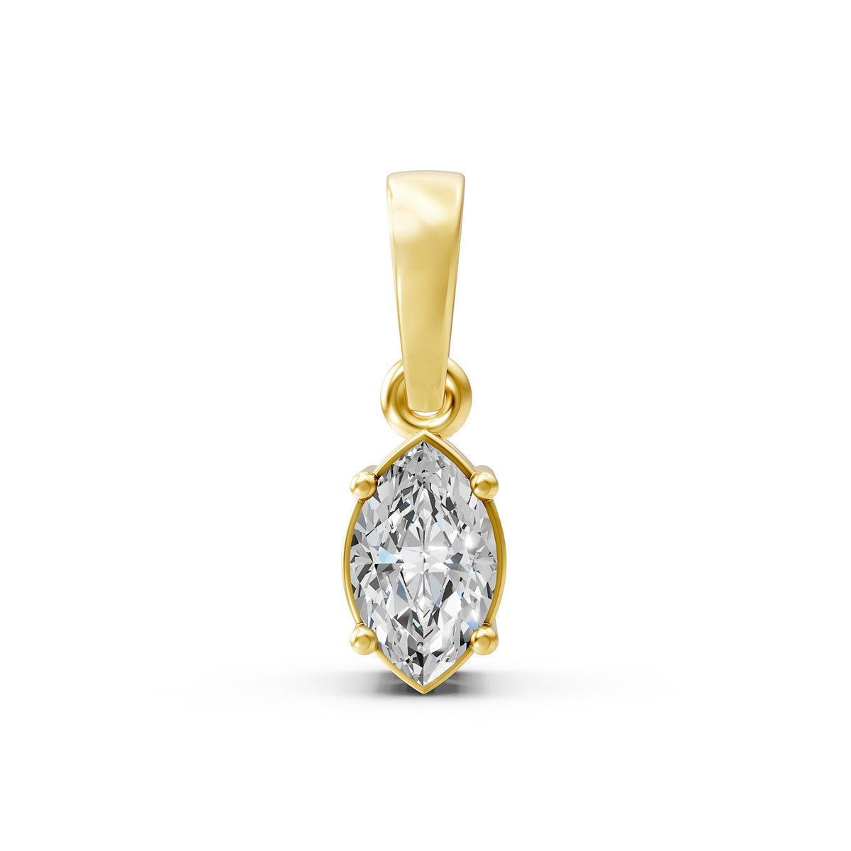 14KT Gold Marquise-Cut Diamond Solitaire Pendant