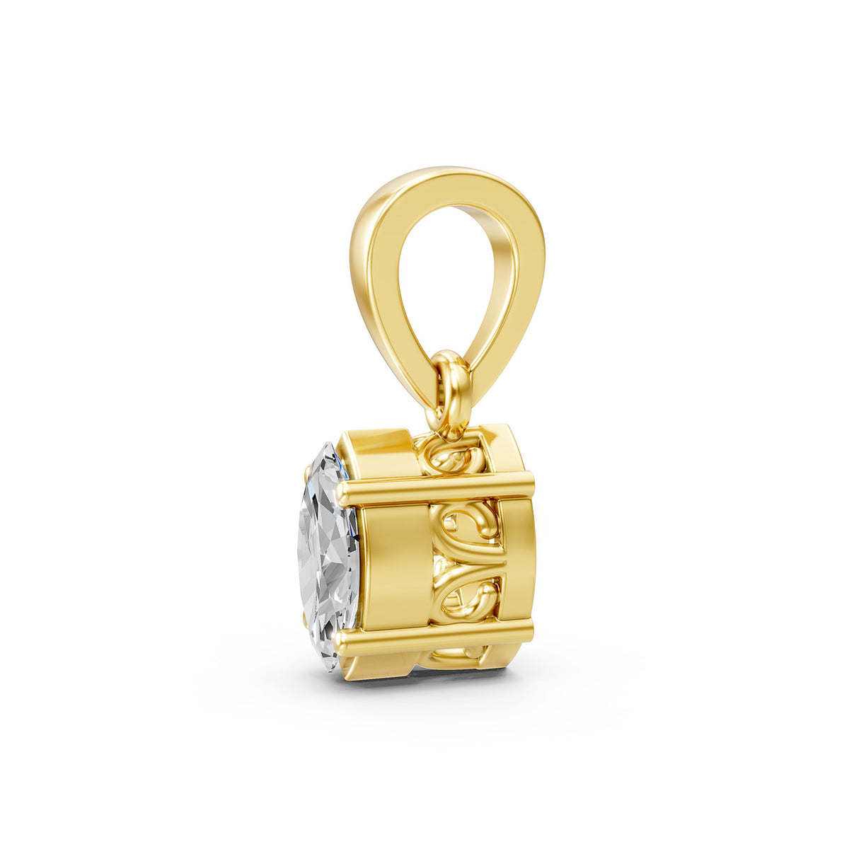 14KT Gold Marquise-Cut Diamond Solitaire Pendant