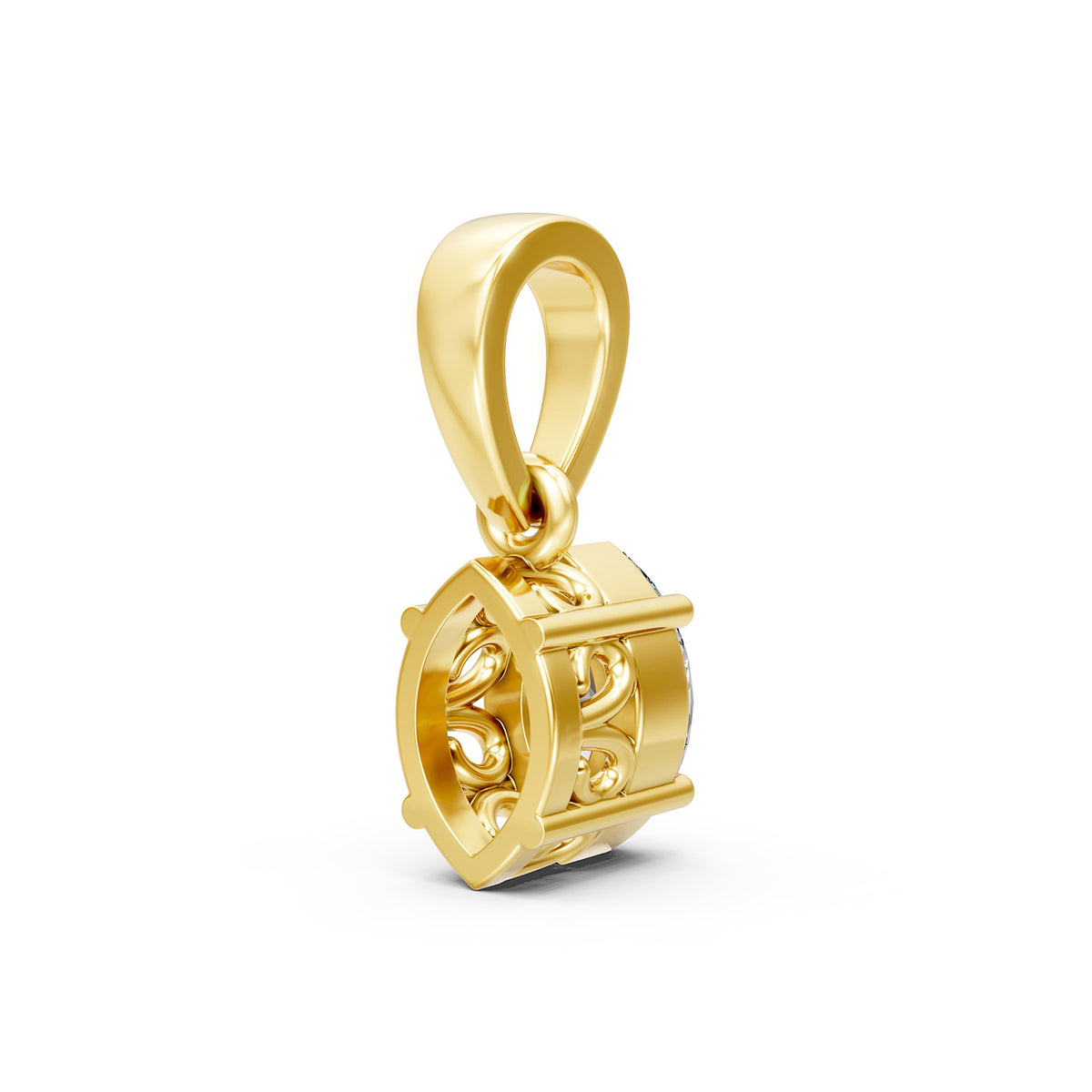14KT Gold Marquise-Cut Diamond Solitaire Pendant
