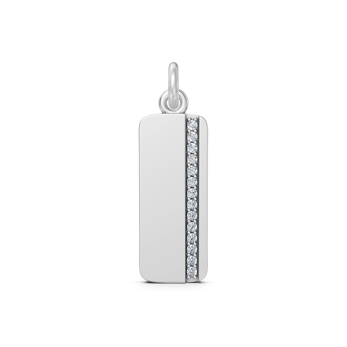 14KT Gold Diamond Bar Pendant – Round Diamond Accent Design