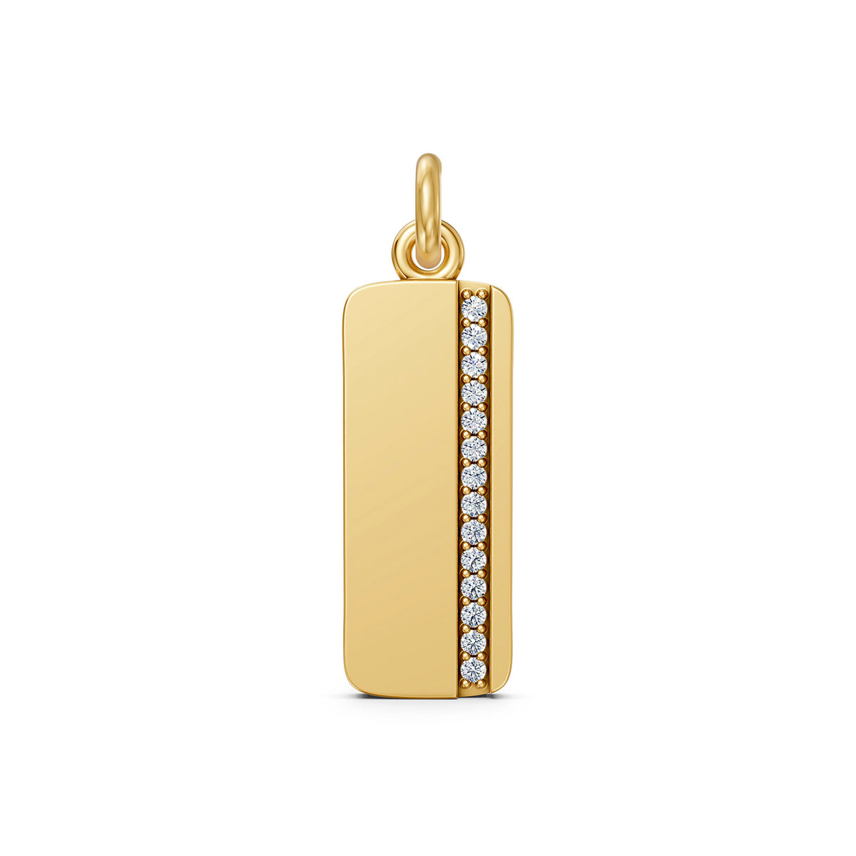 14KT Gold Diamond Bar Pendant – Round Diamond Accent Design