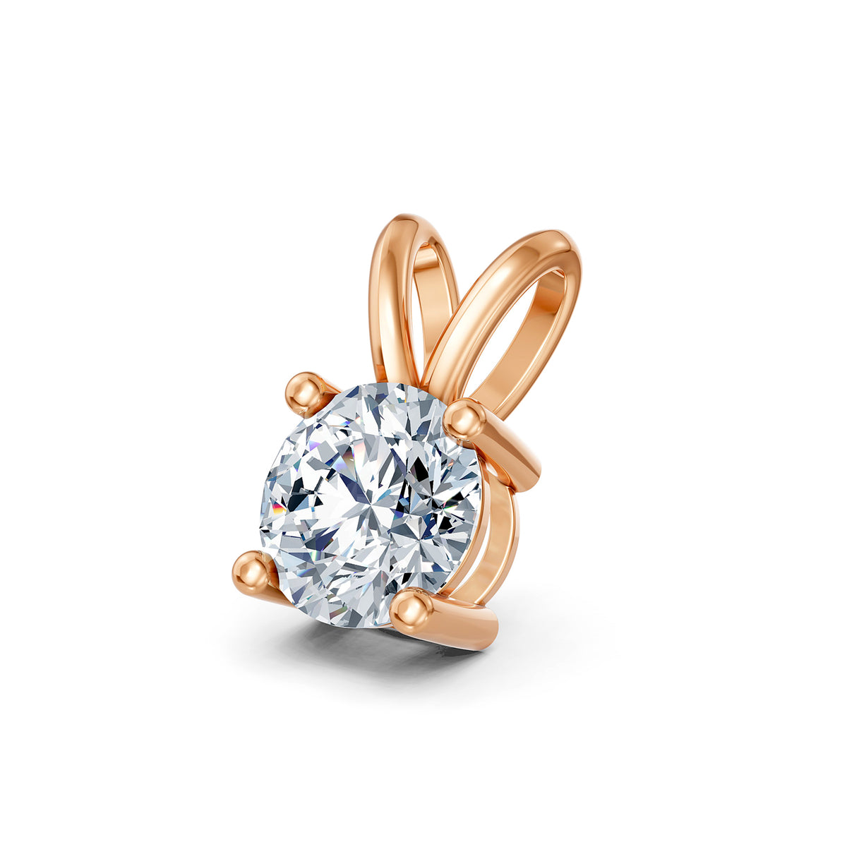 14KT Gold Round Brilliant Diamond Solitaire Pendant