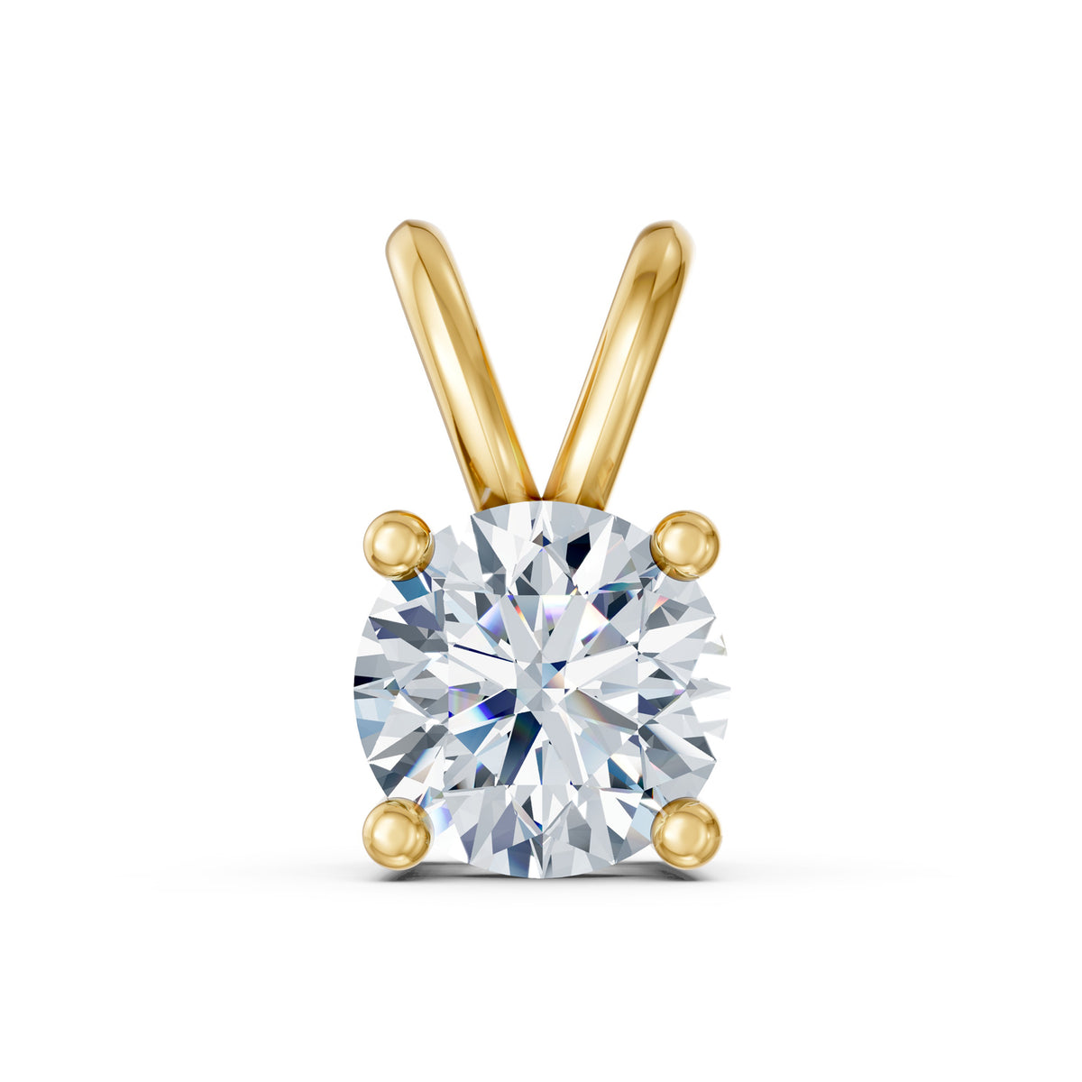 14KT Gold Round Brilliant Diamond Solitaire Pendant