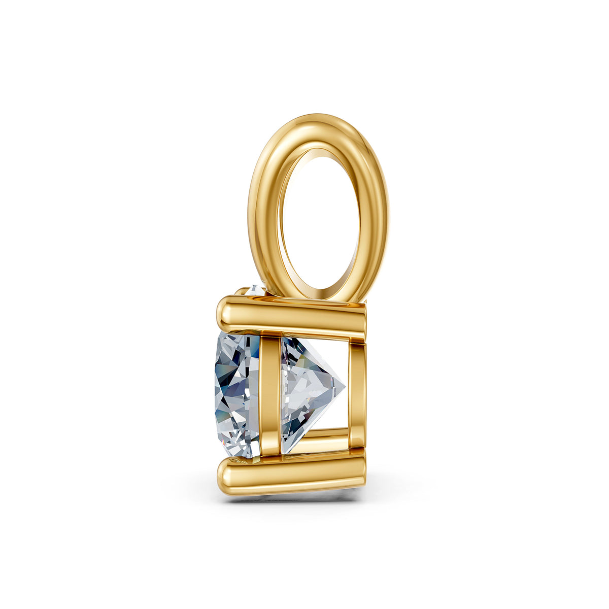 14KT Gold Round Brilliant Diamond Solitaire Pendant
