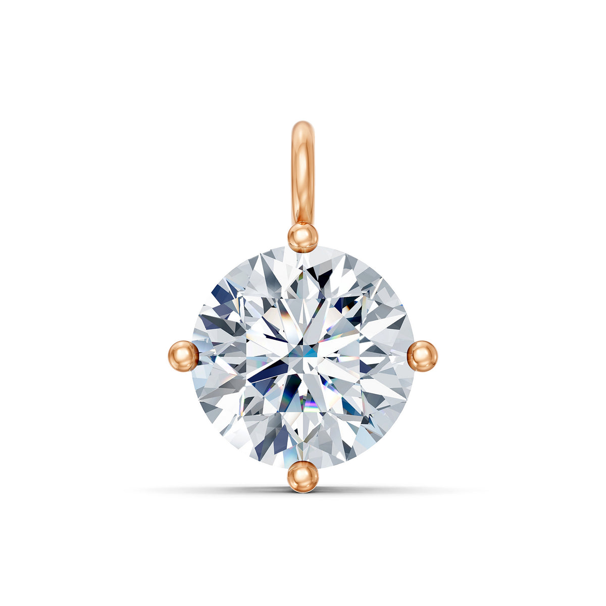 14KT Gold Round Brilliant Diamond Solitaire Pendant