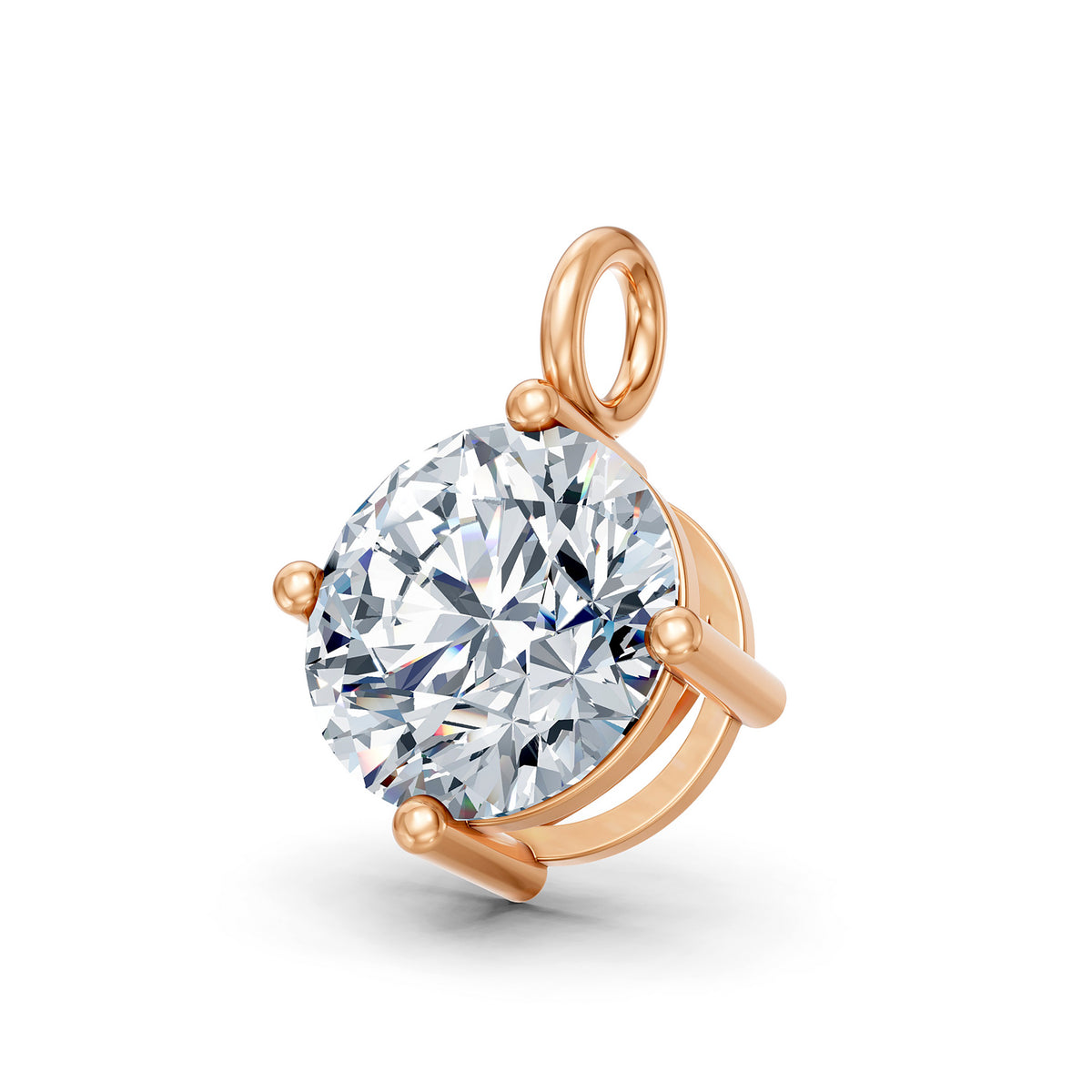 14KT Gold Round Brilliant Diamond Solitaire Pendant