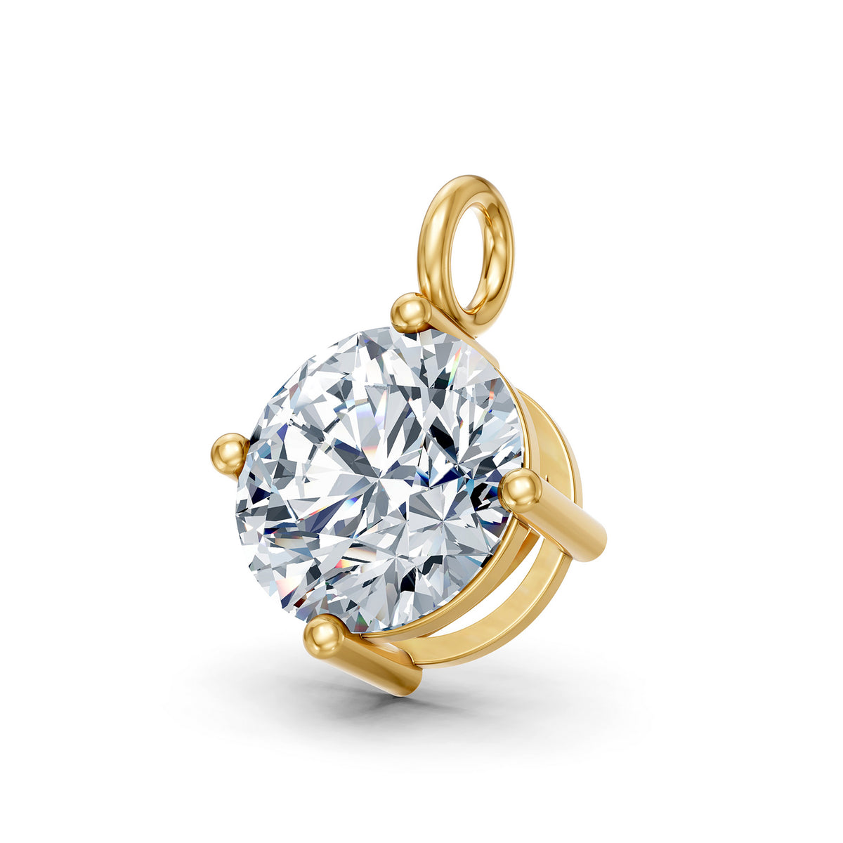 14KT Gold Round Brilliant Diamond Solitaire Pendant