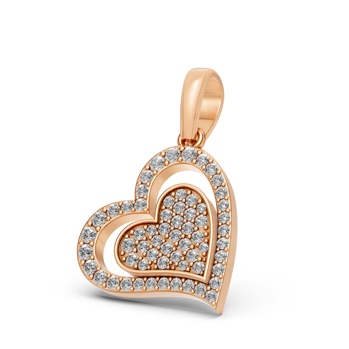 14KT Gold Double Heart Diamond Pendant