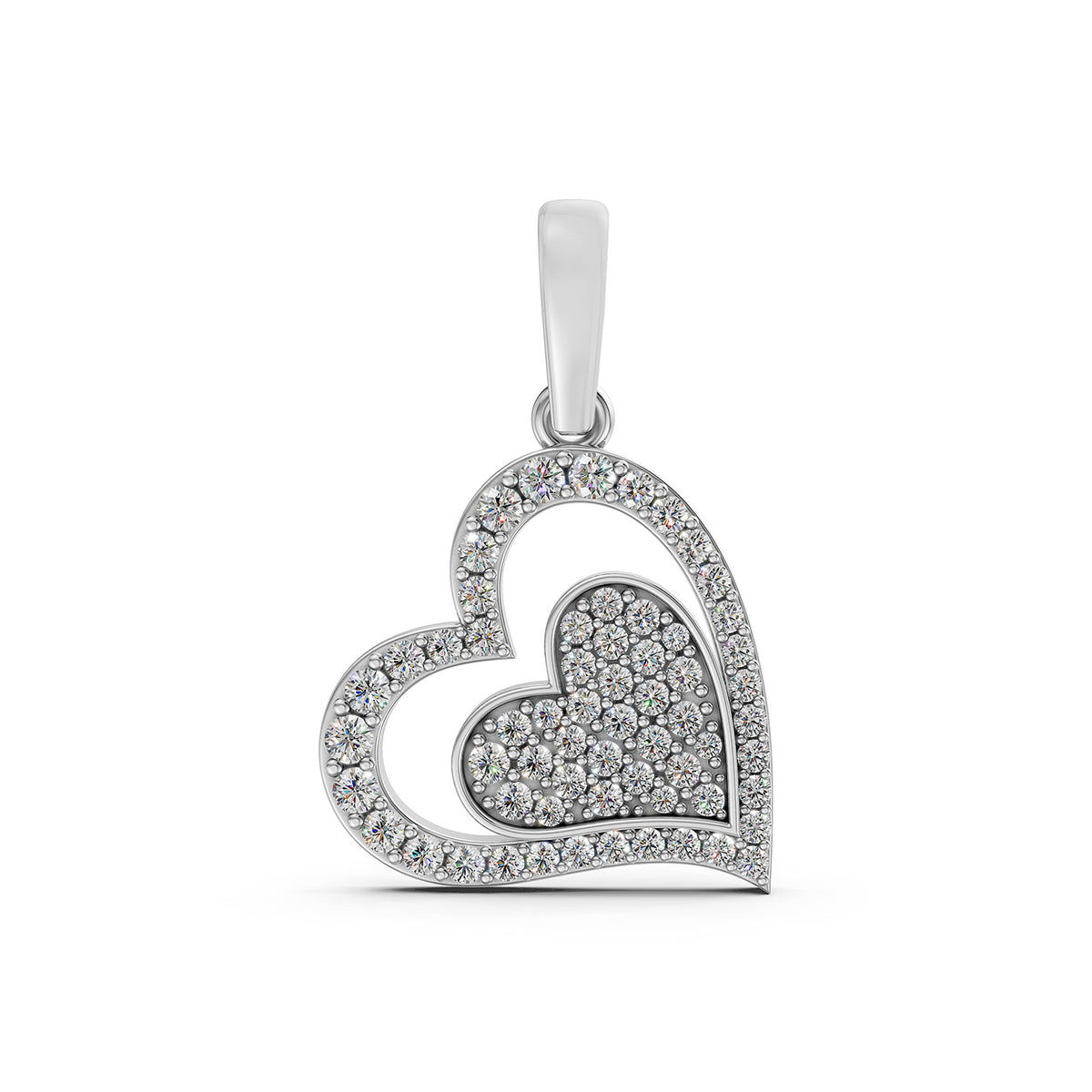 14KT Gold Double Heart Diamond Pendant