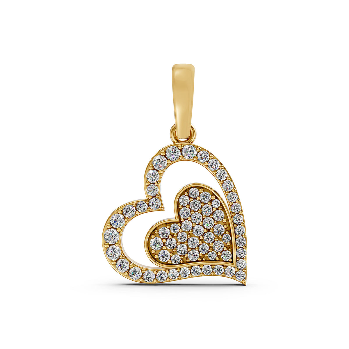 14KT Gold Double Heart Diamond Pendant
