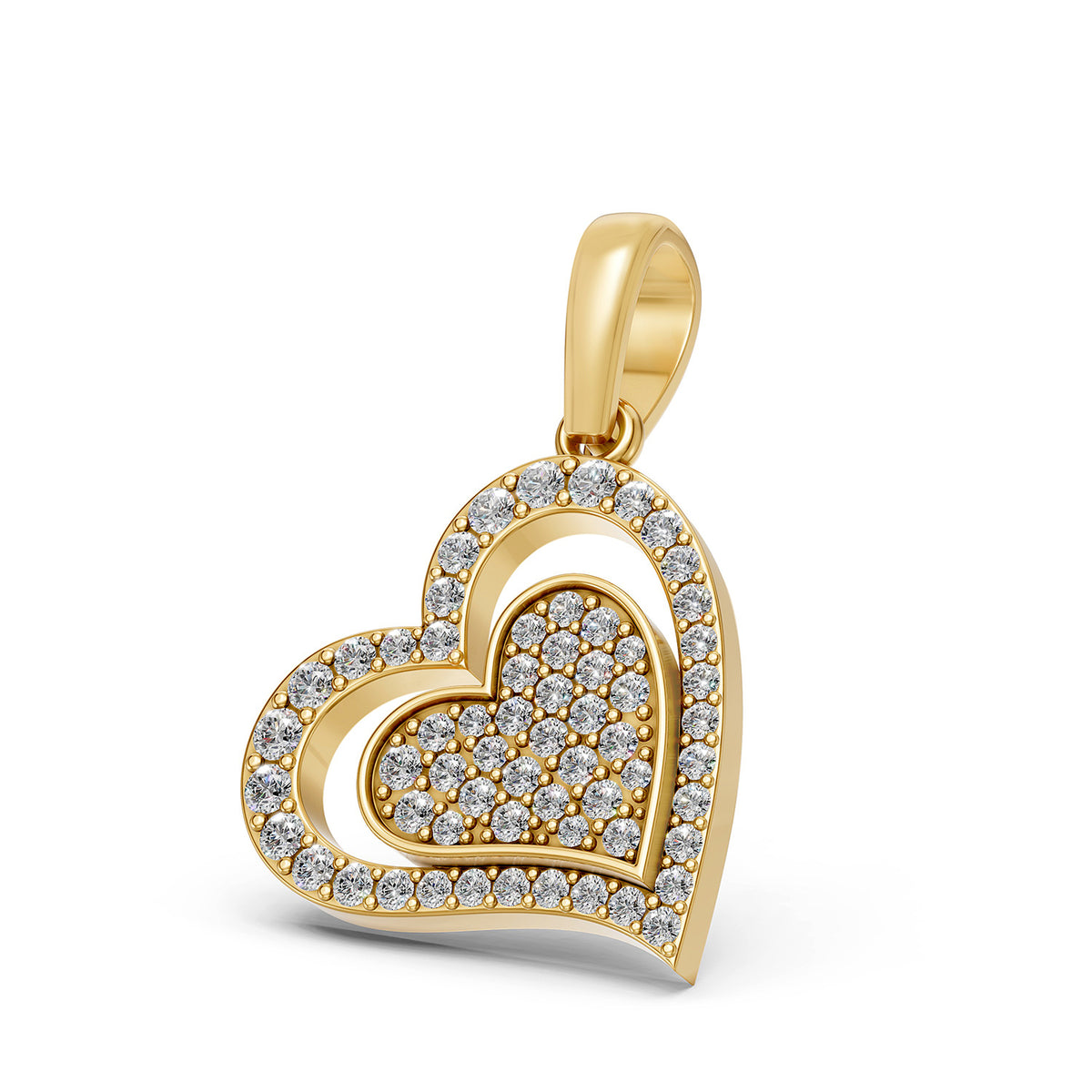14KT Gold Double Heart Diamond Pendant