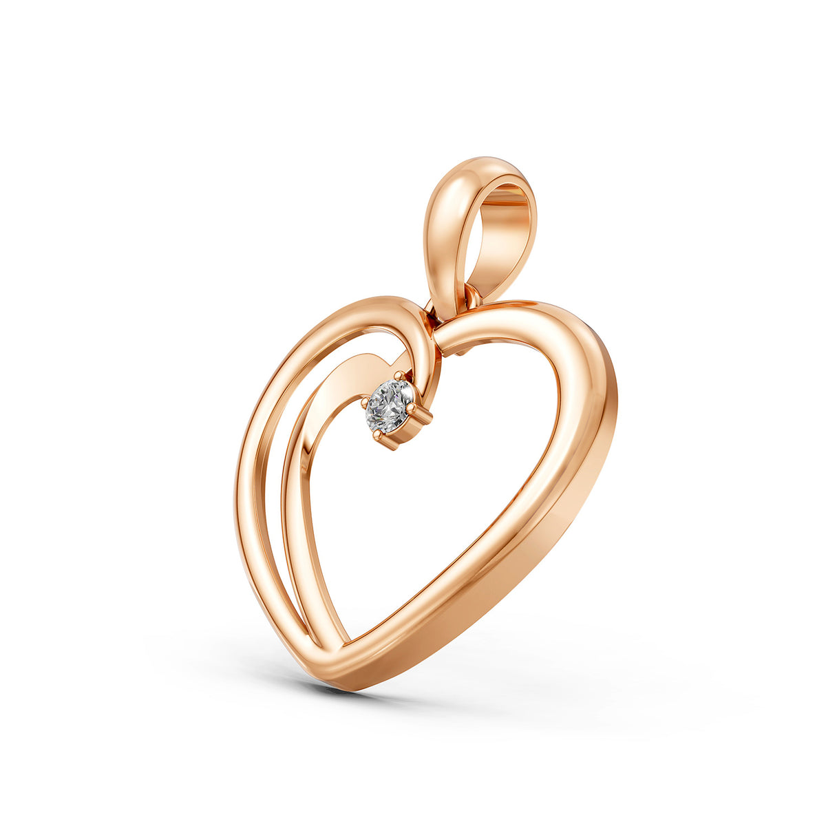 14KT Gold Interlocking Heart Diamond Pendant