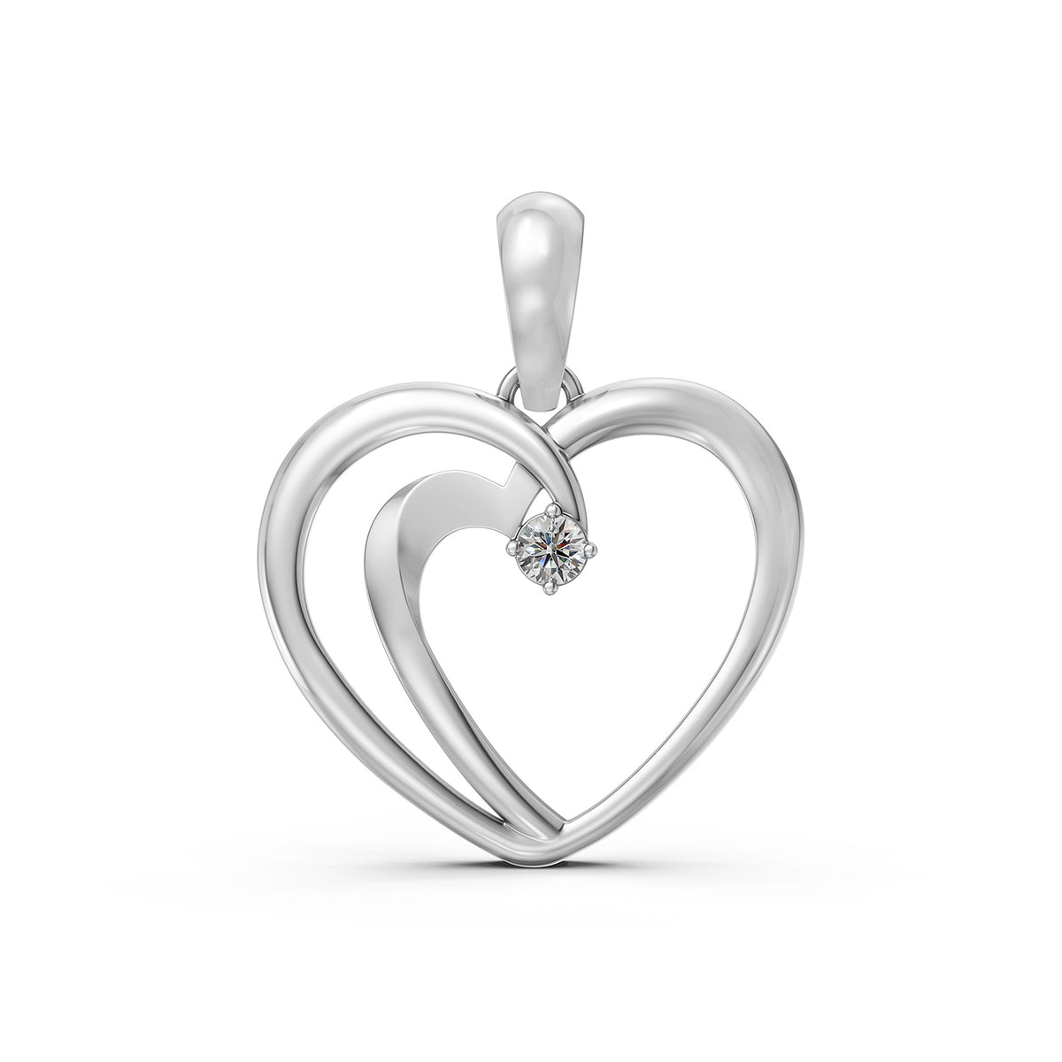 14KT Gold Interlocking Heart Diamond Pendant