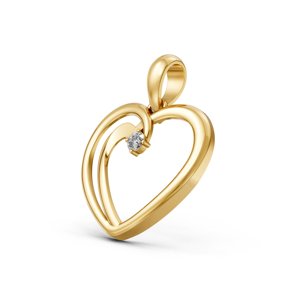 14KT Gold Interlocking Heart Diamond Pendant