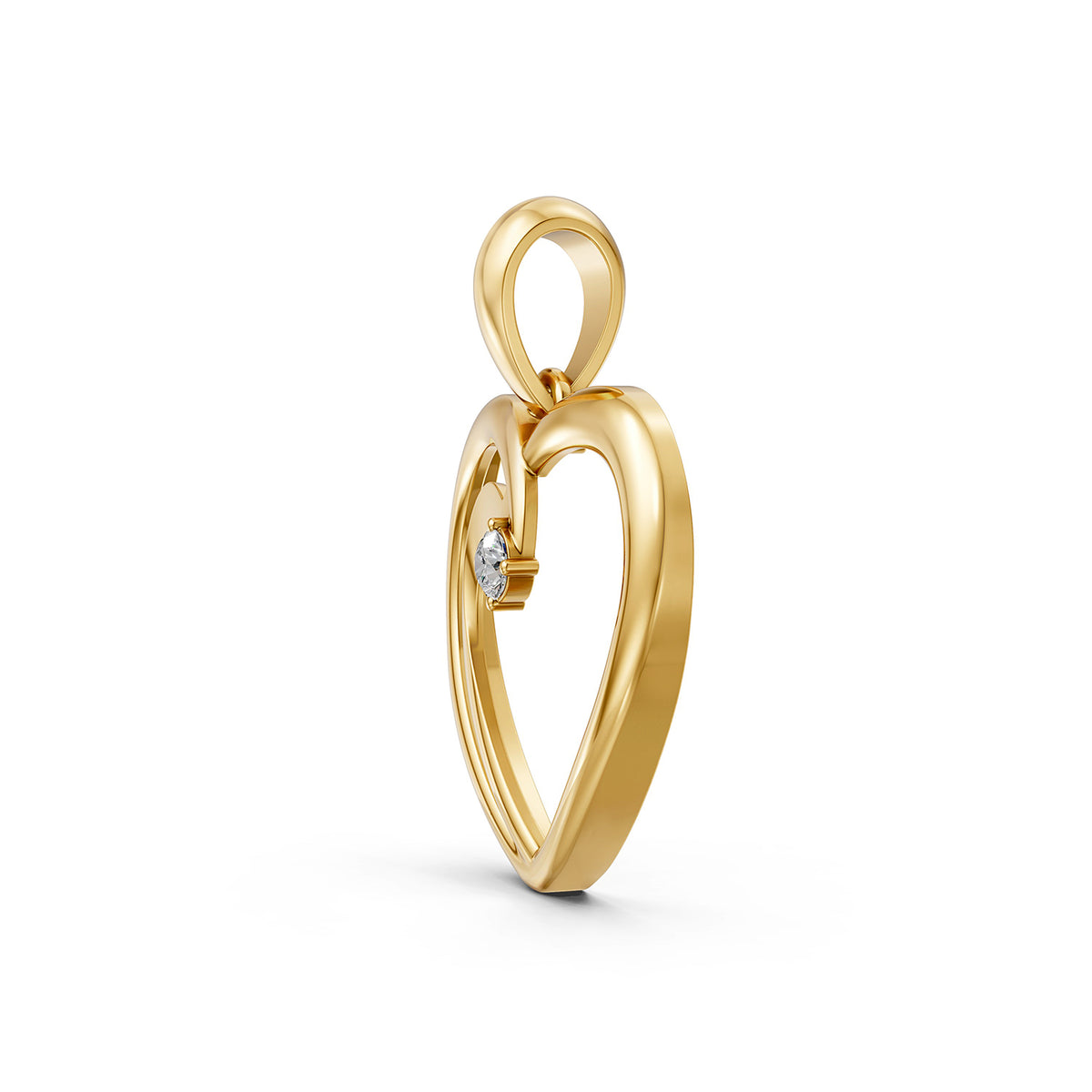 14KT Gold Interlocking Heart Diamond Pendant