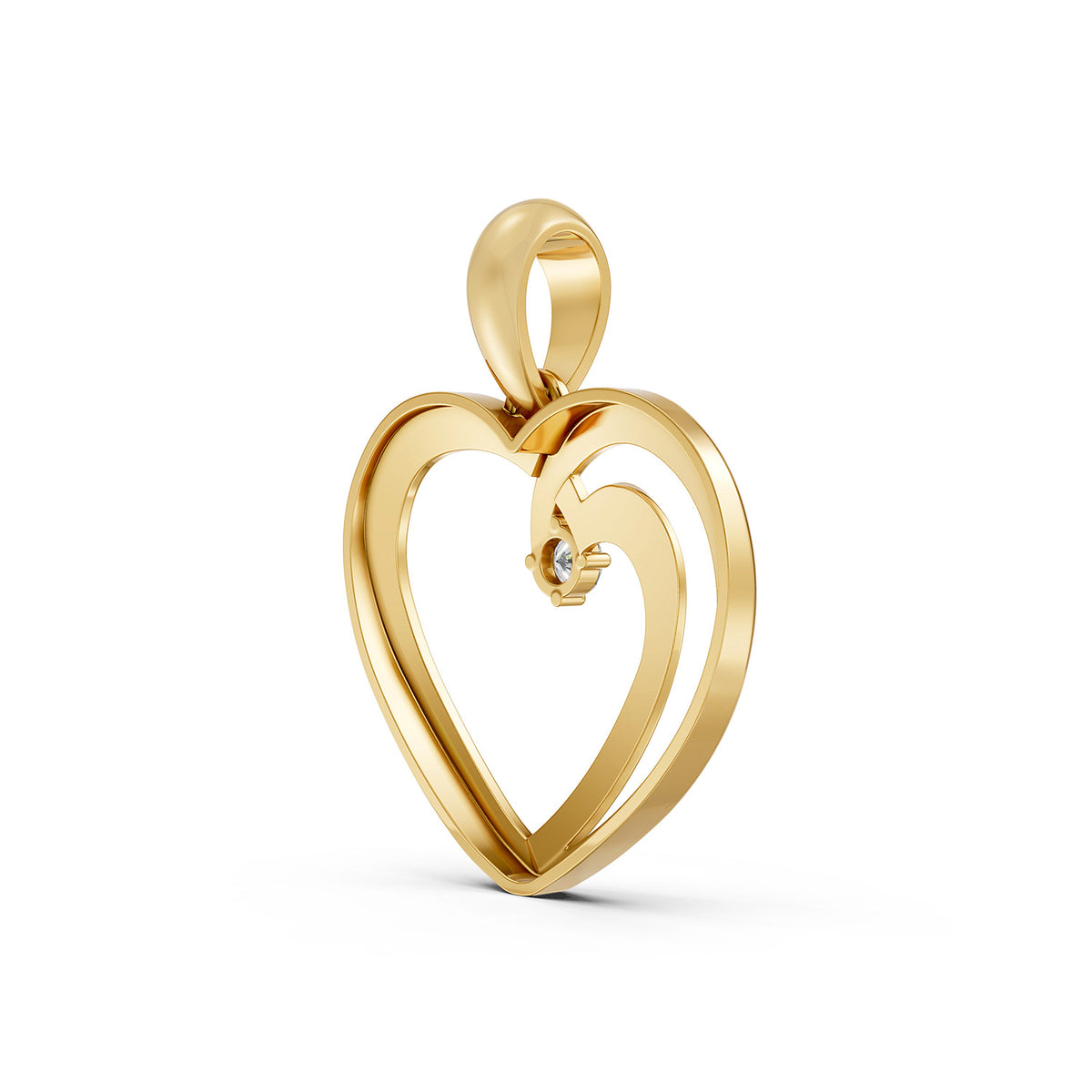14KT Gold Interlocking Heart Diamond Pendant