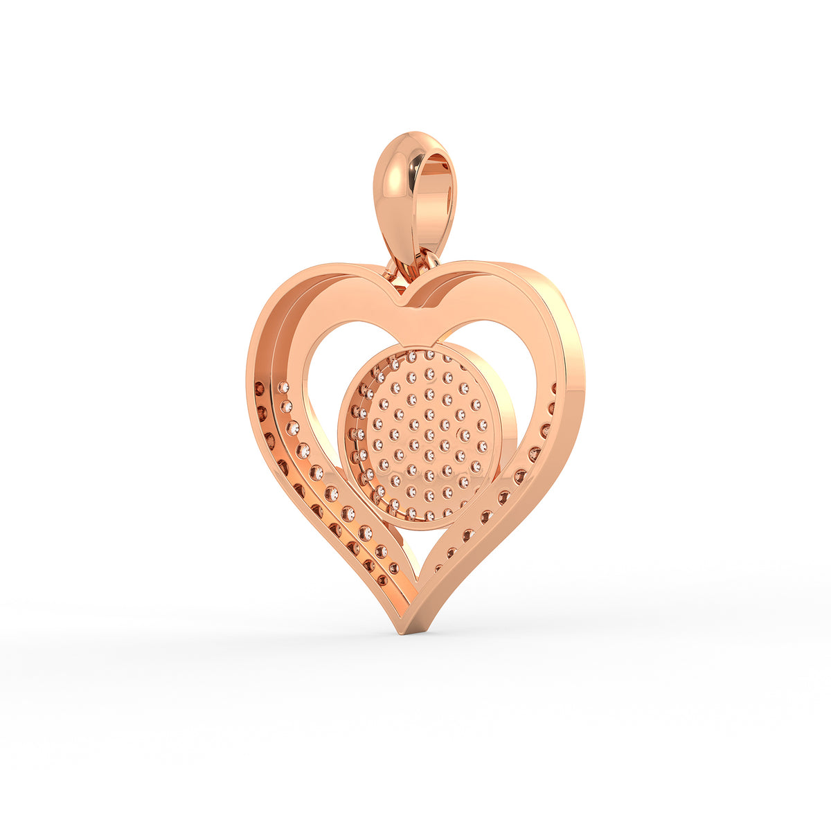 14K Gold Diamond Heart Pendant, Pavé Diamond Heart pendant