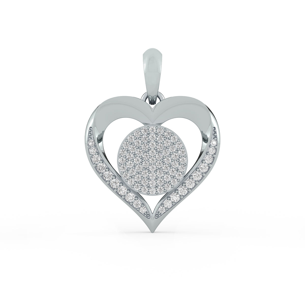14K Gold Diamond Heart Pendant, Pavé Diamond Heart pendant