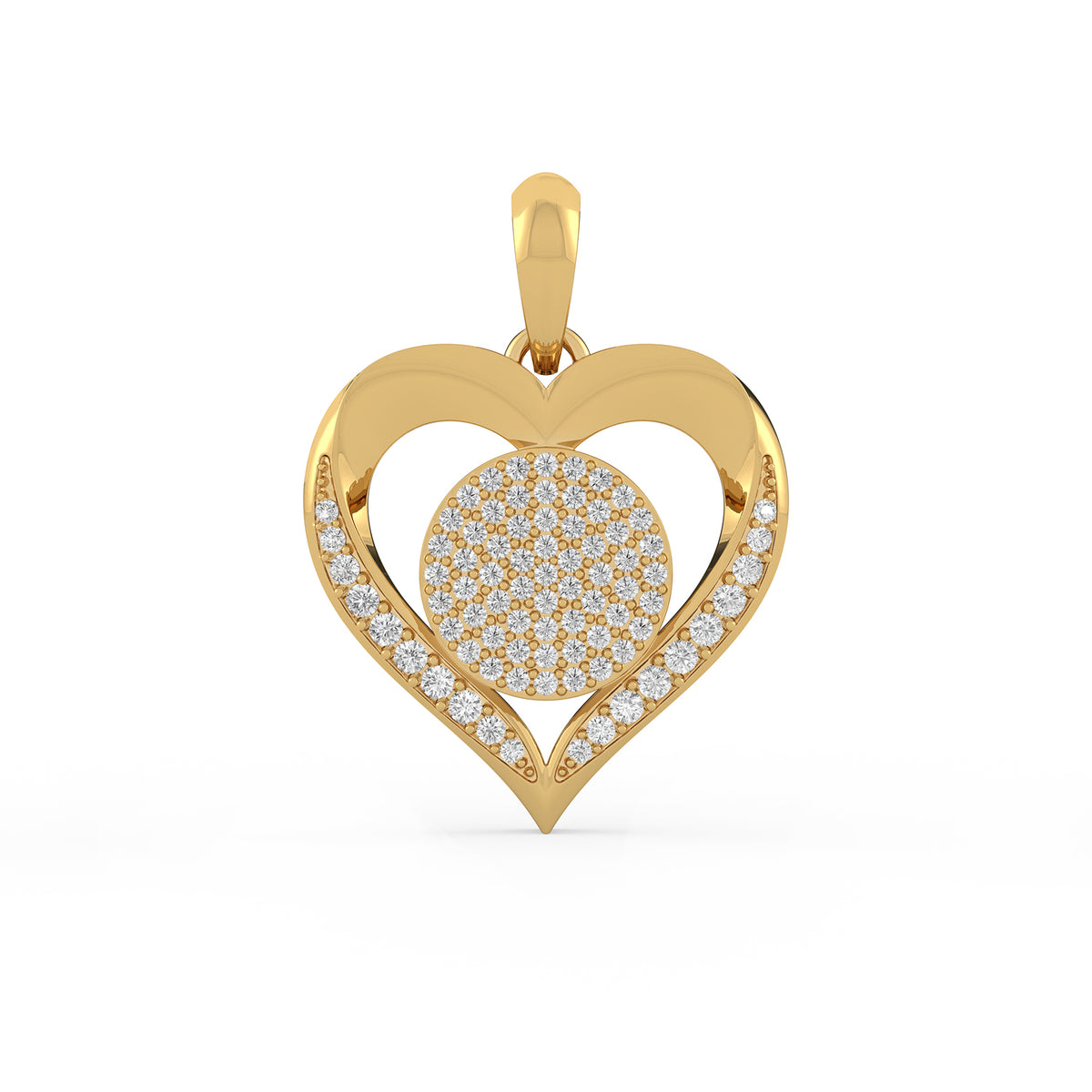 14K Gold Diamond Heart Pendant, Pavé Diamond Heart pendant