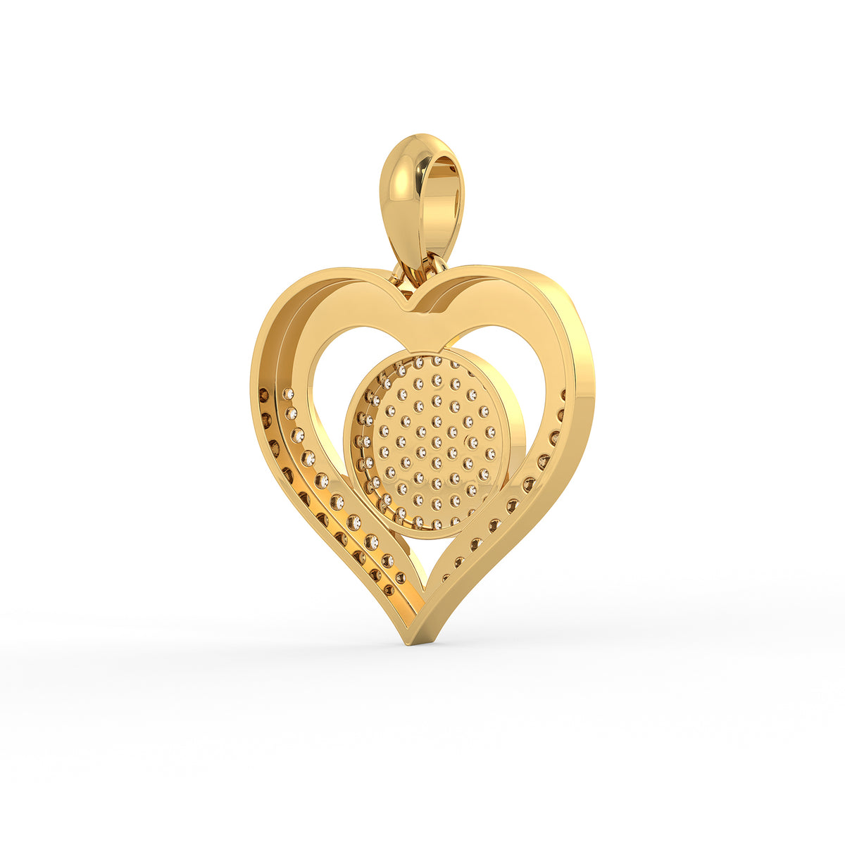 14K Gold Diamond Heart Pendant, Pavé Diamond Heart pendant