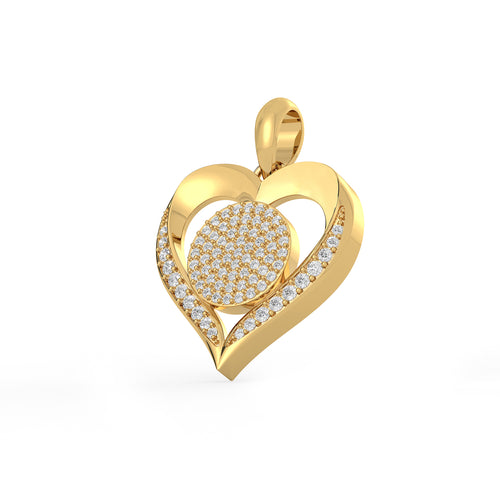 14K Gold Diamond Heart Pendant, Pavé Diamond Heart pendant