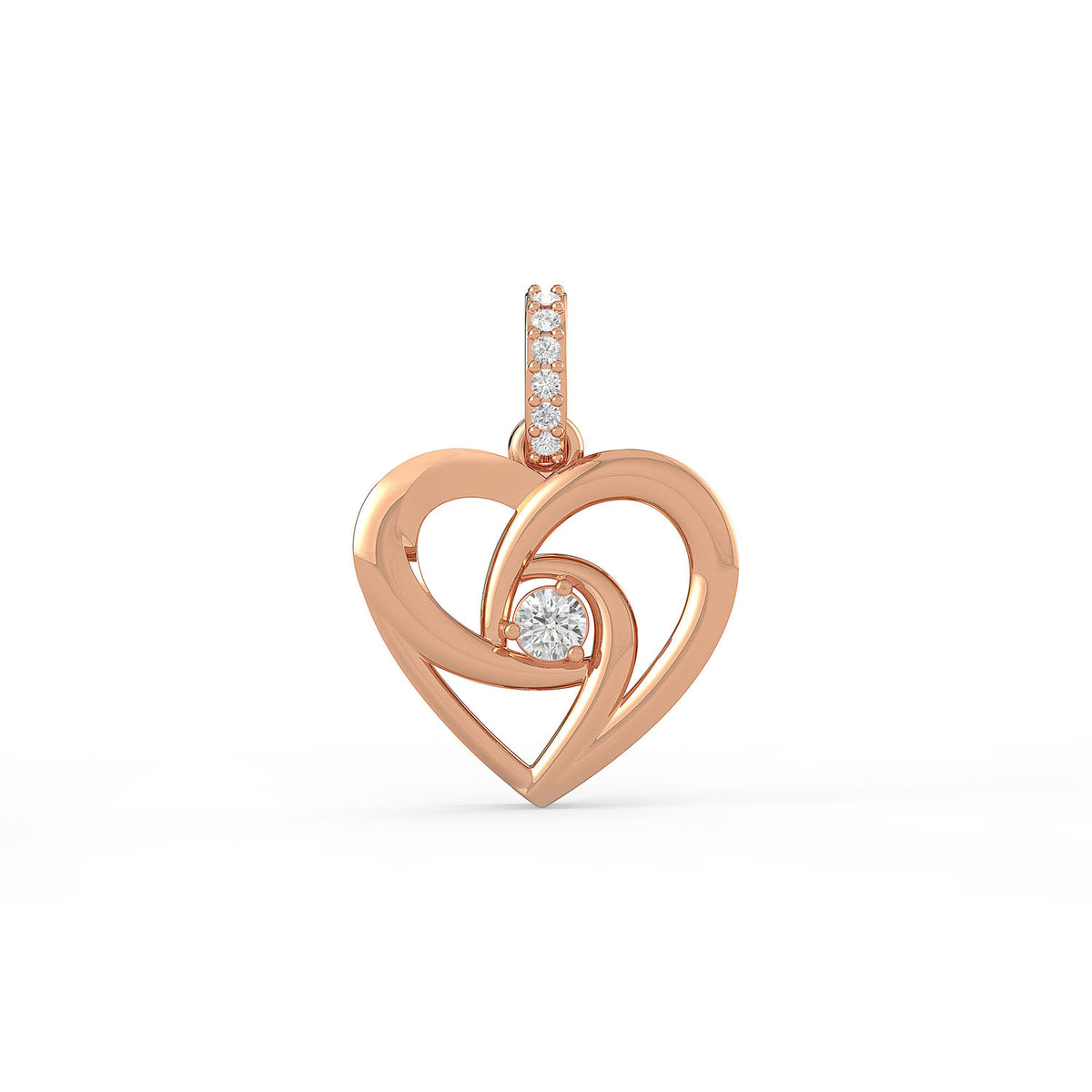 14K Gold Interlocking Heart Diamond Pendant