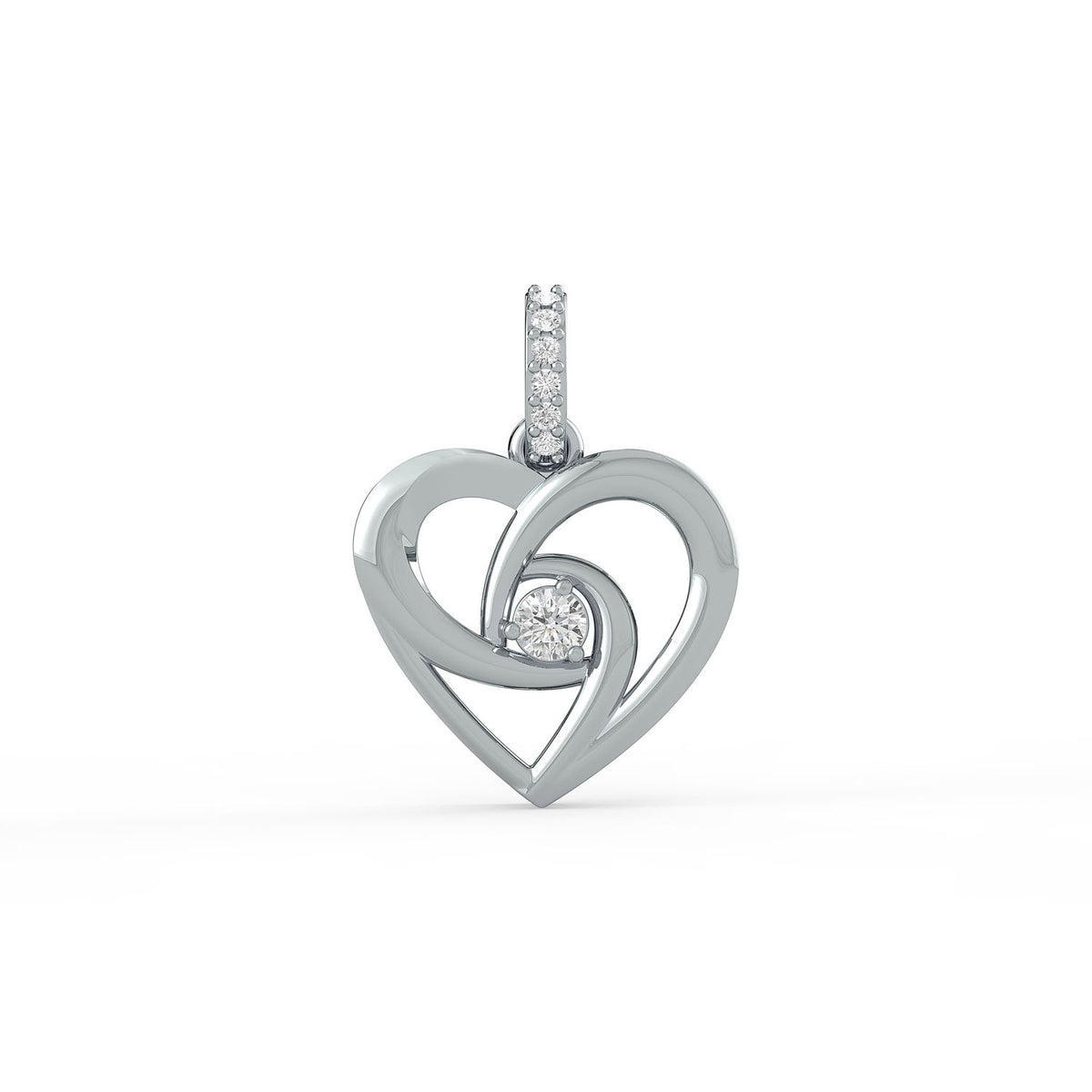 14K Gold Interlocking Heart Diamond Pendant