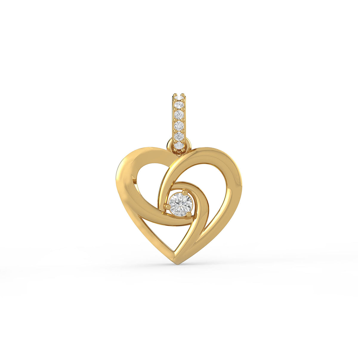 14K Gold Interlocking Heart Diamond Pendant