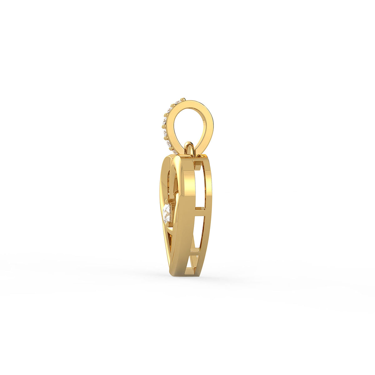 14K Gold Interlocking Heart Diamond Pendant