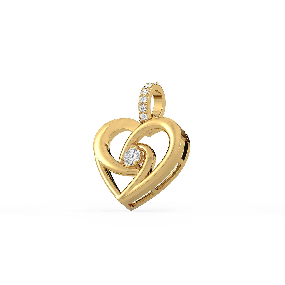 14K Gold Interlocking Heart Diamond Pendant