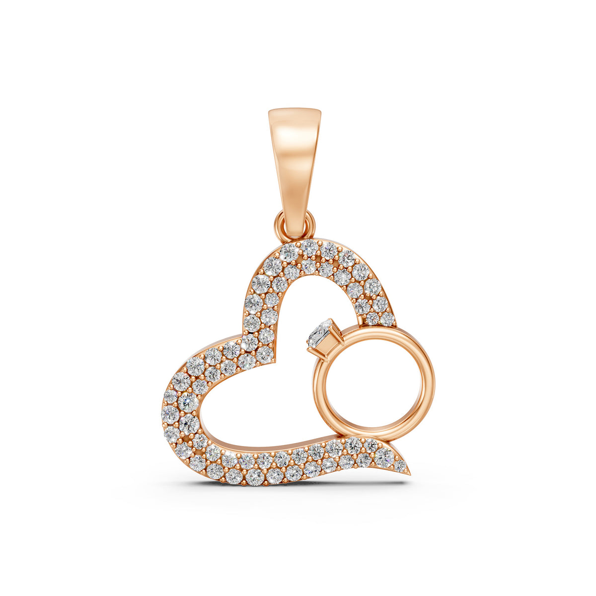 14K Yellow Gold Diamond Heart Pendant