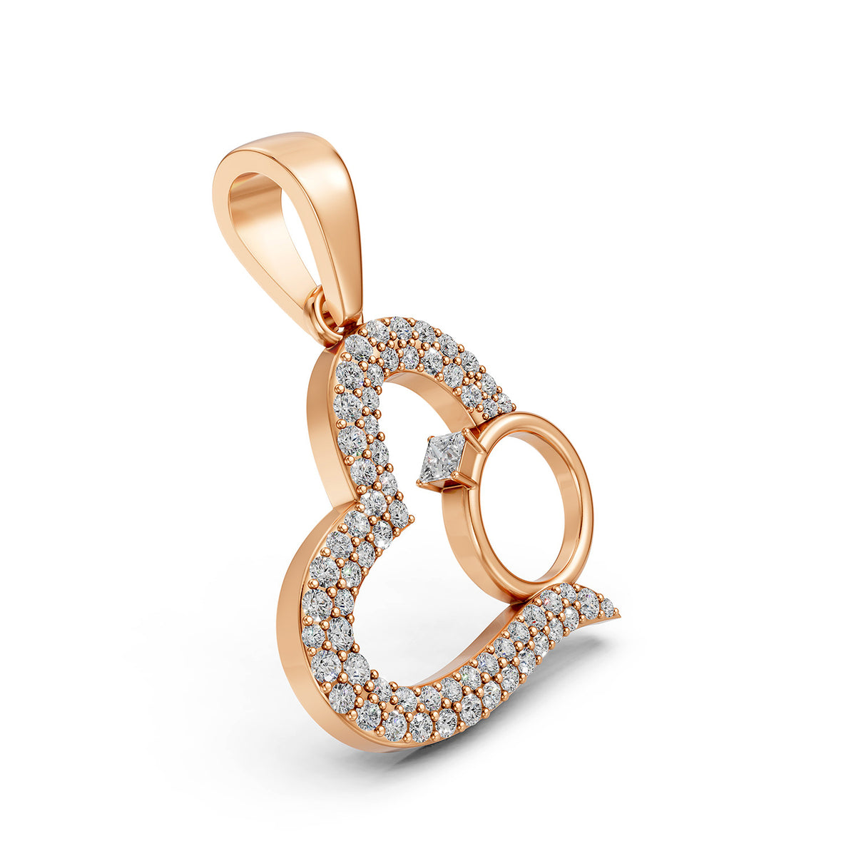 14K Yellow Gold Diamond Heart Pendant