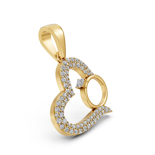 14K Yellow Gold Diamond Heart Pendant