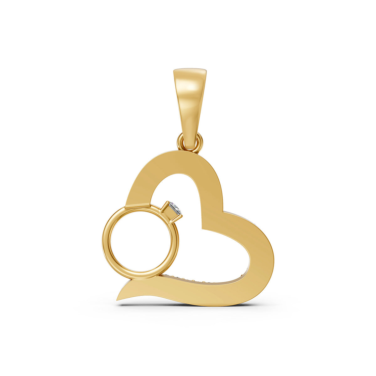 14K Yellow Gold Diamond Heart Pendant
